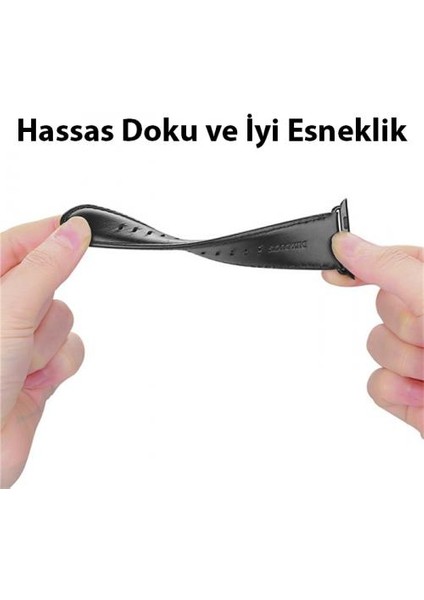 Polham Hermes Loop Deri Apple Watch 42-44-45MM Kordon Kayış, Ultra Hafif, Çelik Tokalı Kayış