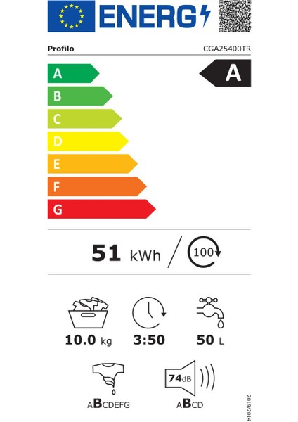 CGA25400TR A Enerji Sınıfı 10 kg 1400 Devir Çamaşır Makinesi