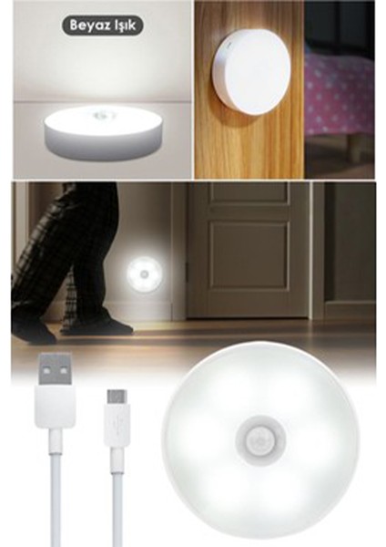 Hareket Sensörlü USB Şarjlı LED Işık Lamba