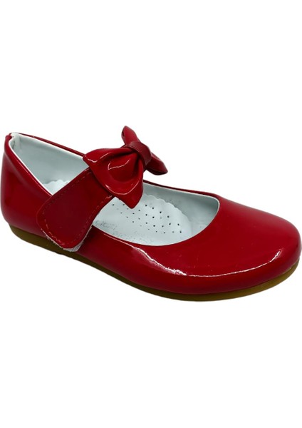 350 Kız Çocuk Kırmızı Rugan Fiyonklu Cırtlı Babet fiyatları
