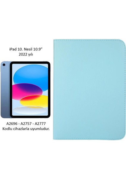 Apple iPad 10. Nesil 2022 10.9" Kılıf Dönebilen Standlı Smart Uyku Modlu Pu Deri Kapaklı Tablt Klıfı