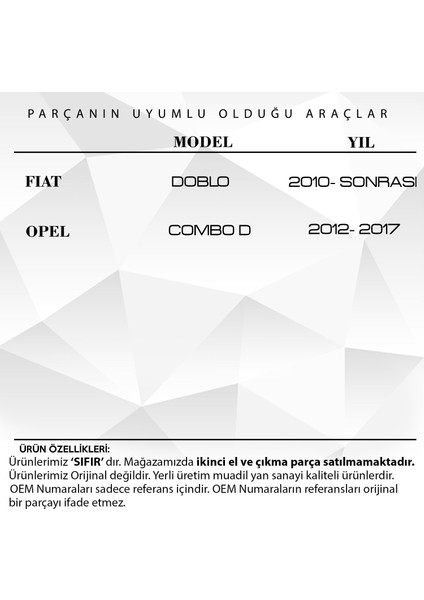 Fiat Doblo, Combo D Için Ayna Sinyali Beyaz- Sol