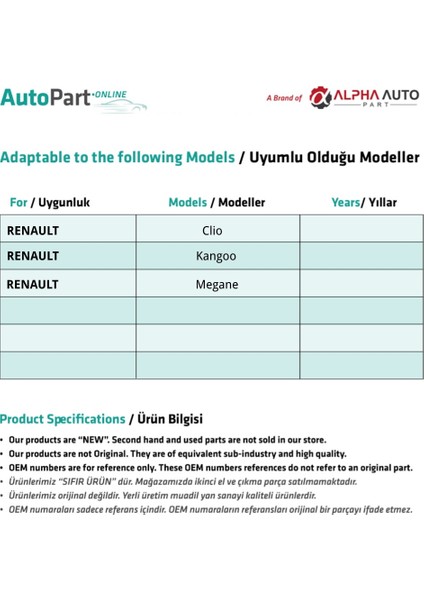 Renault Clio, Kangoo, Megane Için Kaput Tel Klipsi- Küçük