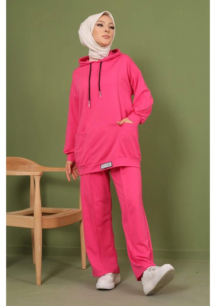 Fuşya Önü Etiketli İki İplik Tesettür Takım fiyatları