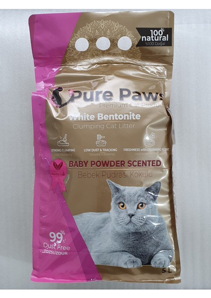 Ince Taneli Bebek Pudralı Bentonit Kedi Kumu 5 Lt