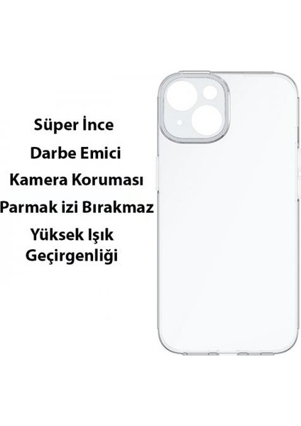 iPhone 14 Plus 6.7 Inch Kamera Koruyucu Kılıf, 0.3mm Sararmaz Tpu Kılıf, Darbe Emici Kılıf