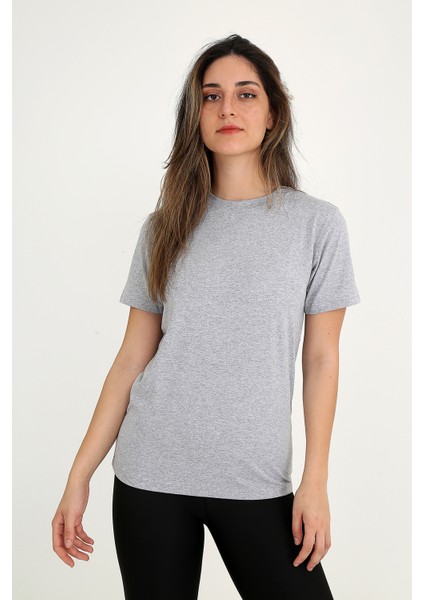Kadın Gri T-Shirt. Regular Fit (Normal) Kalıp, Basic Model