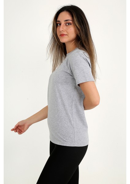 Kadın Gri T-Shirt. Regular Fit (Normal) Kalıp, Basic Model