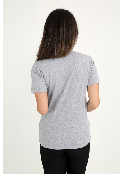 Kadın Gri T-Shirt. Regular Fit (Normal) Kalıp, Basic Model