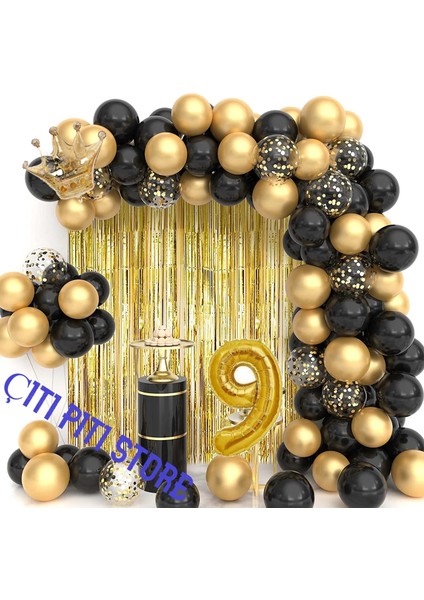 Kral Taçlı 9 Yaş Balon Zinciri Doğum Günü Seti Iyi Ki Doğdun Doğum Günü Seti -2-En Yeni Haliyle