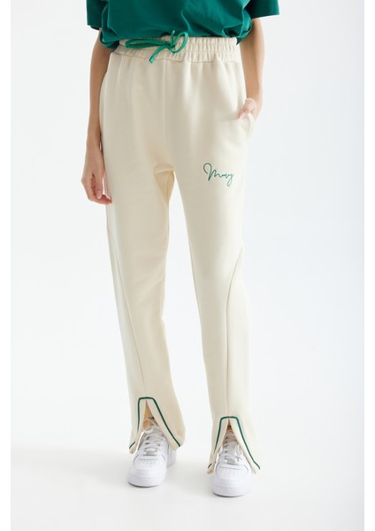 Ekru Yırtmaçlı Jogger K