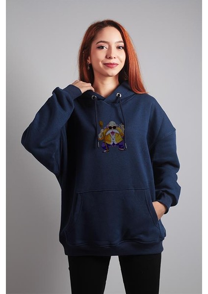 Unisex Oversize Hoodie Usta Roshi Yamcha Dragon Ball Lacivert