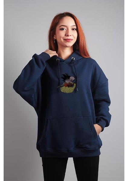 Unisex Oversize Hoodie Son Goku Dragon Ball Lacivert