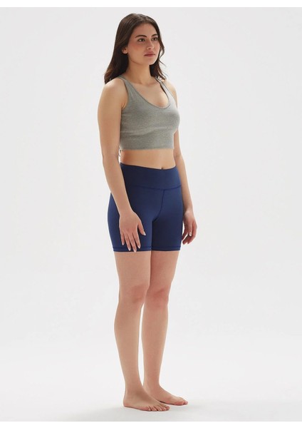 Ceres Ribanalı Organik Pamuk V Yaka Örme Crop T-Shirt 1057