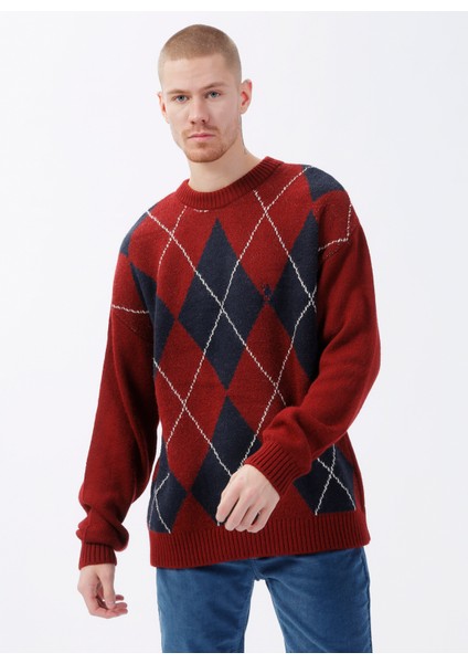 Bisiklet Yaka Kırmızı Erkek Bellın Kazak modelleri