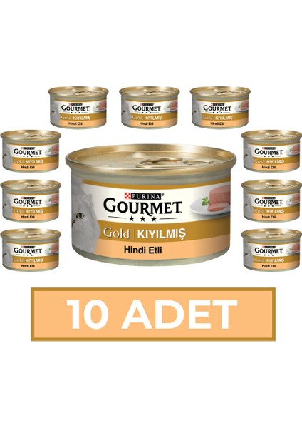 Gourmet Gold Kıyılmış Hindi Etli Yetişkin Yaş Kedi Maması 85 gr - 10 Adet