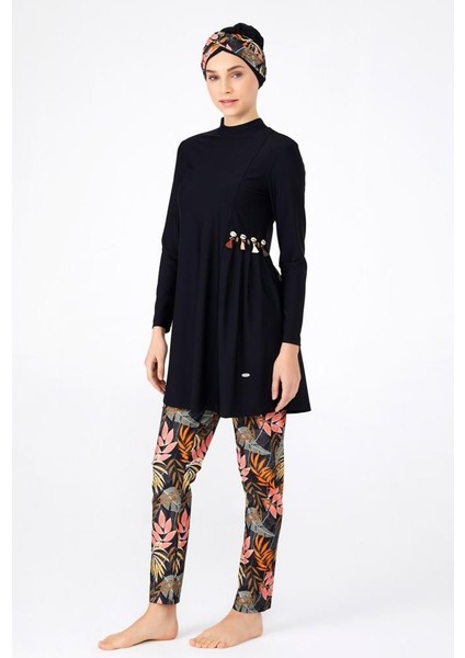 4256 Siyah Lycralı Tasarım Tesettür Mayo modelleri