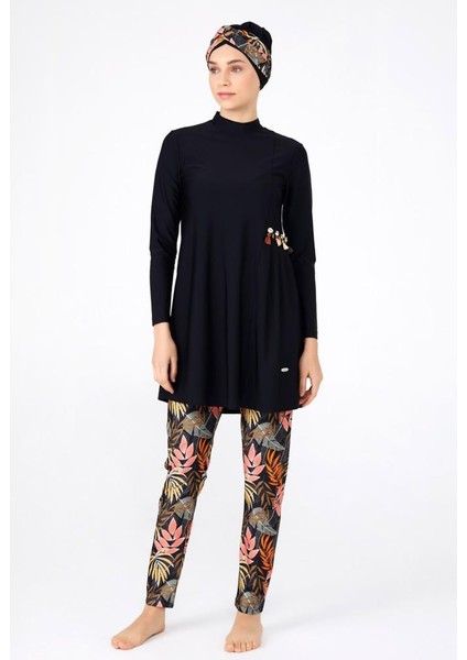 4256 Siyah Lycralı Tasarım Tesettür Mayo fırsatları