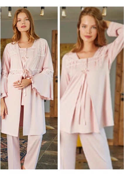 5103 Pudra Hamile Lohusa 3 Lü Pijama Sabahlık Tk fiyatları