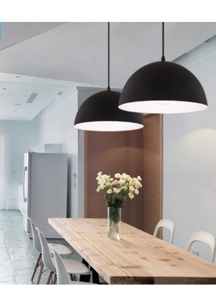 Retro,rustik,modern Siyah Metal Sarkıt Avize 40 cm