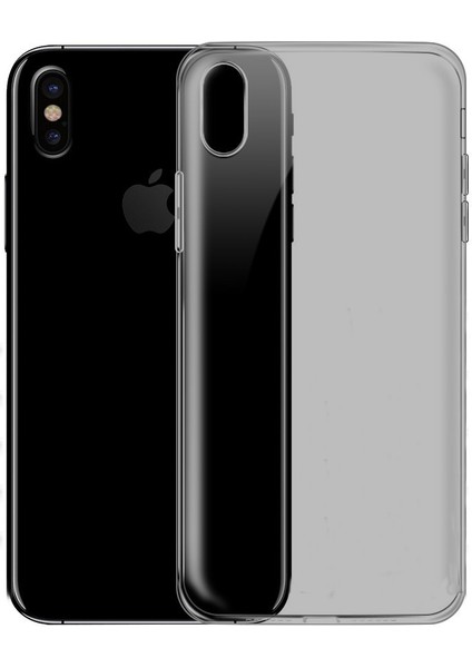 iPhone X/xs Kılıf Soft Silikon Kılıf Şeffaf-Siyah Arka Kapak