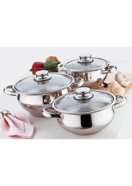 EminHome Gülsan 6 Parça Cam Kapaklı Mercan Set