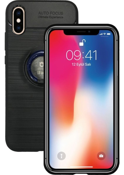 iPhone x / Xs - New Iface Yüzük Tutuculu Arka Kapak Halka-Lacivert