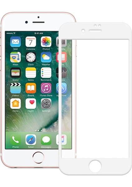 iPhone 8 / 7 Ekran Koruyucu 9d Temperli Cam - Beyaz