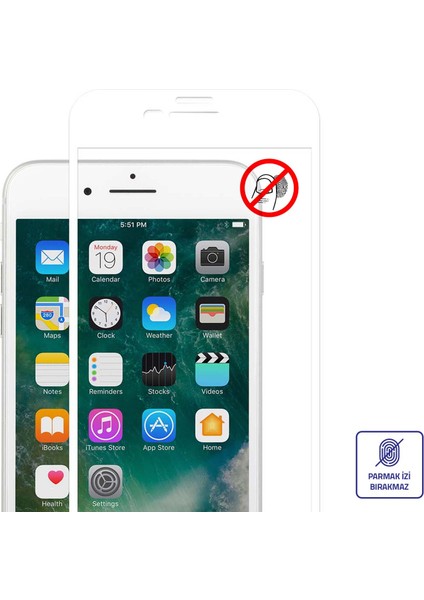 iPhone 8 Plus / 7 Plus Ekran Koruyucu 9d Temperli Cam - Beyaz