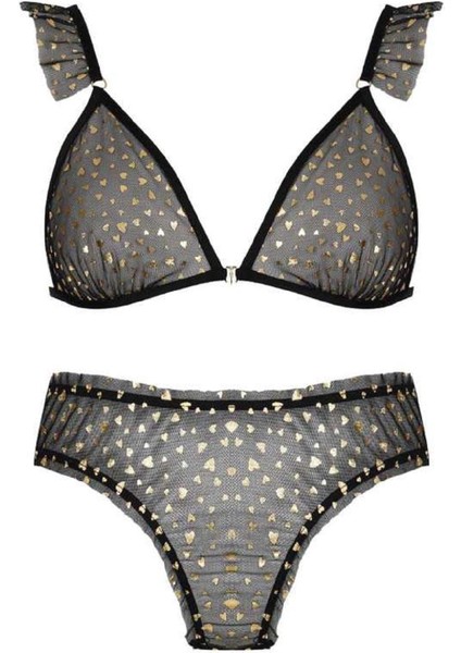 Kadın Tüllü Sütyen Slip Takım