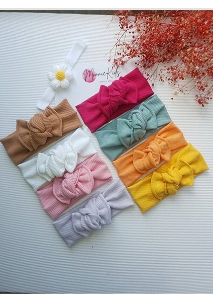Kız Bebek Papatya Saç Bandı ve 8'li Ribana Bandana