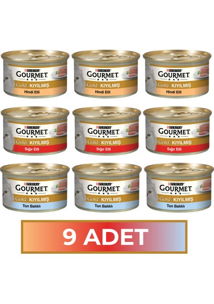 Gourmet Gold Karışık Kıyılmış Konserve Yetişkin Kedi Yaş Maması 85 gr x 9 Adet