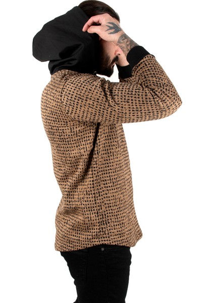 Piksel Detaylı Kolları Ribanalı Eteği Oval Kesim Kapüşonlu Erkek Sweatshirt 2303084 indirimleri