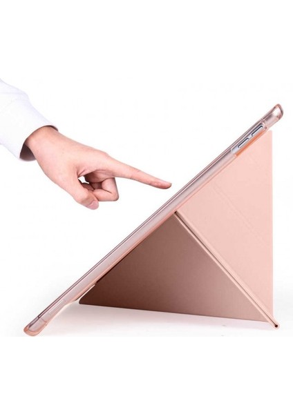 Apple iPad Pro 10.5 Inç Smart Cover Kalem Yuvalı Standlı Yumuşak Silikon Arkası Şeffaf Renkli Tablet Kılıfı (A1701/A1709/A1852)