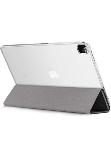 Apple iPad Pro 12.9 2021 (5.nesil) Smart Cover Standlı Arkası Şeffaf 1-1 Uyumlu Tablet Kılıfı