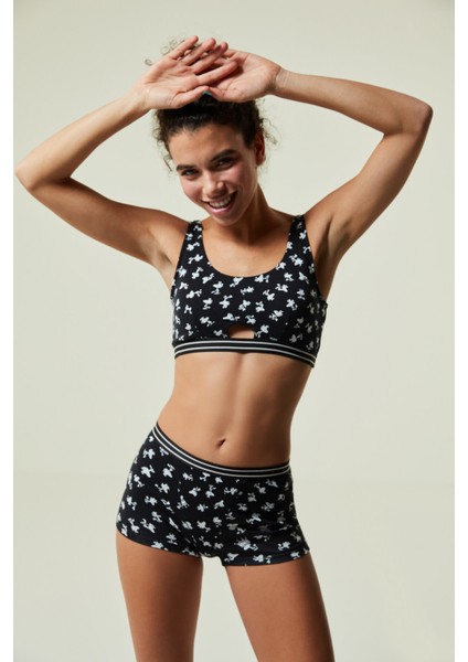 Siyah Snoopy Çıkarılabilir Pedli Kısa Atlet fiyatları