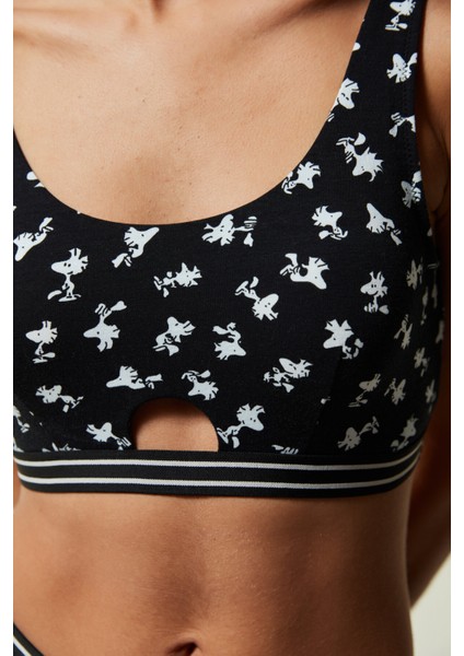 Siyah Snoopy Çıkarılabilir Pedli Kısa Atlet modelleri