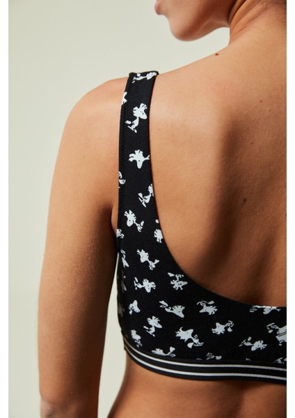 Siyah Snoopy Çıkarılabilir Pedli Kısa Atlet fırsatları