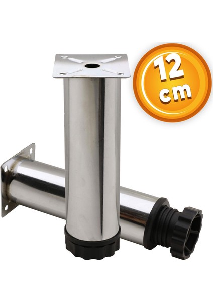 Mobilya Kanepe Baza Koltuk Metal Destek Ayağı Ayarlanabilir Krom Ayak 12 cm