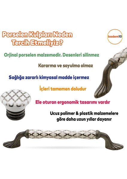 Carvent Lüks Porselen Düğme Mobilya Çekmece Dolap Kapak Kulpu Kulbu Beyaz Antik Gümüş fiyatları