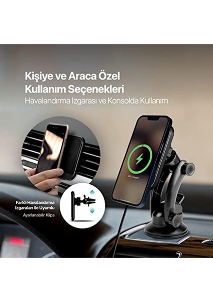 Aircharger Drive M Magsafe Uyumlu Kablosuz Şarj Özellikli Mıknatıslı Araç Içi Telefon Tutucu modelleri