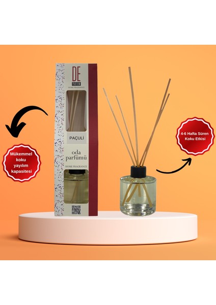 De Parfum Paçuli Kokulu Dekoratif 120 ml Bambu Çubuklu Oda Kokusu