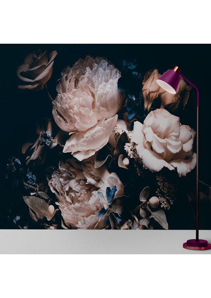 My Dekor Gül Desenli Pudra-Siyah 3D Poster