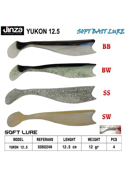 Hawk Yukon 125 mm 12 gr Silikon Balık 4 Adet Bb
