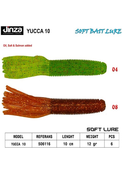 Hawk Yucca 100 mm 12 gr Silikon Balık 6 Adet 04