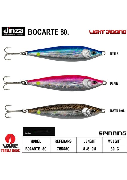 Bocarte 85MM Light Jig 80 gr Natural