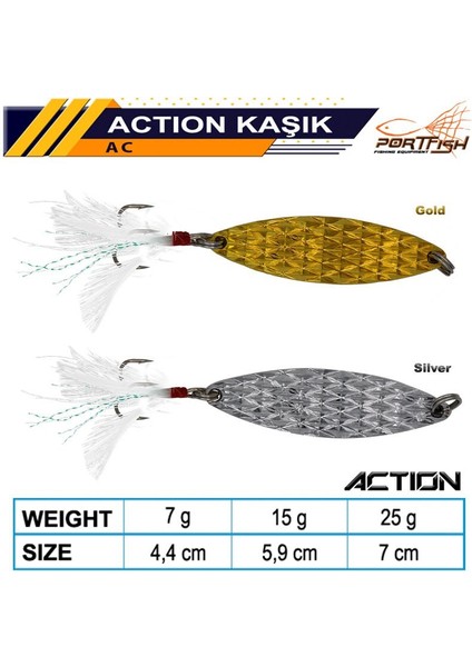 Action Kaşık Tüylü Tek Iğne Gold 7 gr (Gold)