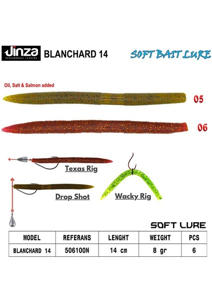 Hawk Blanchard 140 mm 8 gr Silikon Balık 6 Adet 06