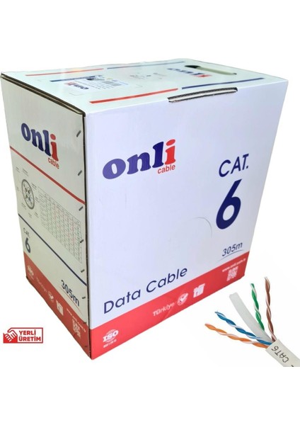 305MT 23AWG Utp Cat6 Network Kablosu Gri Yerli Üretim