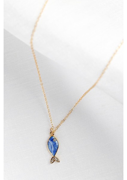 Mavi Balıklı Şans Kolyesi